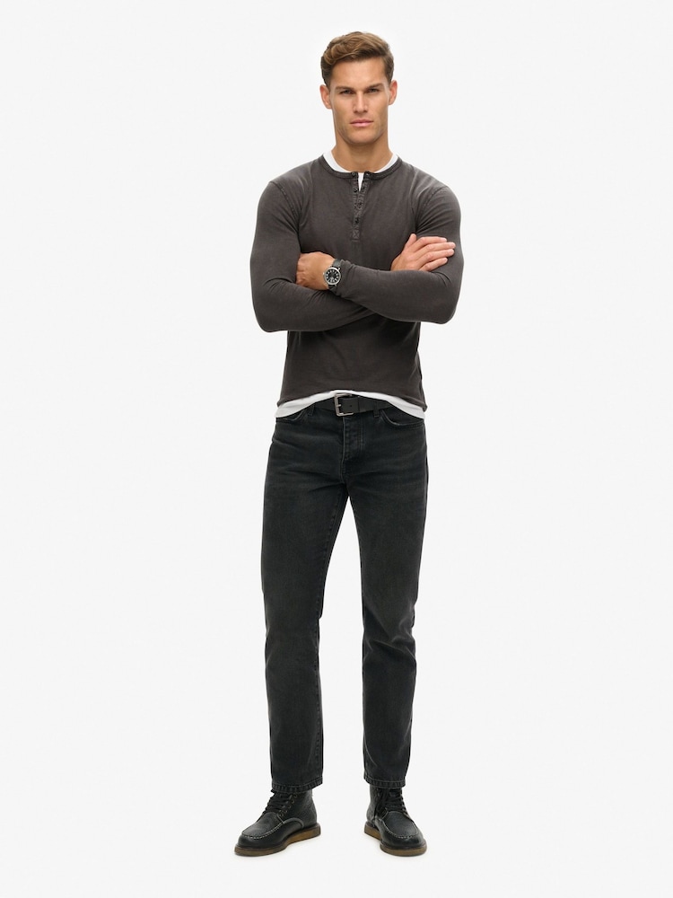 črna - Superdry 100% Bombaž Slub dolg rokav; z dolgimi rokavi Jersey Grandad Top - Slika 1 iz 3 črna - Superdry 100% Bombaž Slub dolg rokav; z dolgimi rokavi Jersey Grandad Top - Slika 1 iz 3