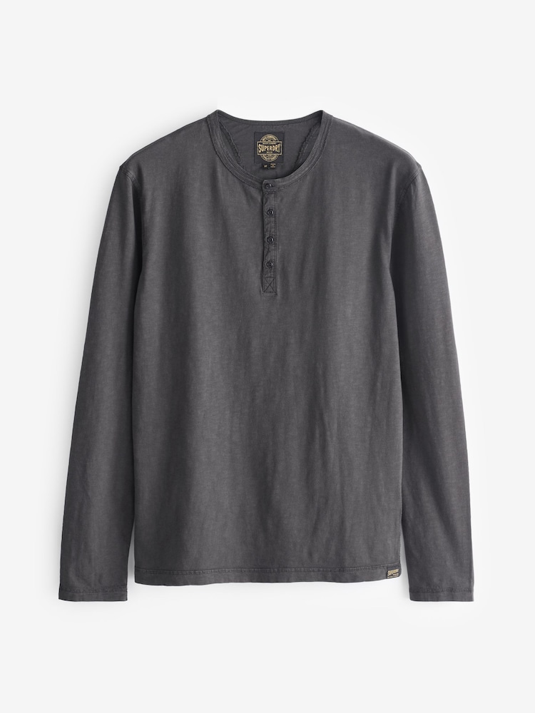 črna - Superdry 100% Bombaž Slub dolg rokav; z dolgimi rokavi Jersey Grandad Top - Slika 3 iz 3 črna - Superdry 100% Bombaž Slub dolg rokav; z dolgimi rokavi Jersey Grandad Top - Slika 3 iz 3