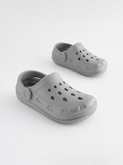 Grey Faux Fur Lined Clog Slippers - Image 1 of 5