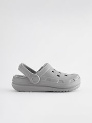 Grey Faux Fur Lined Clog Slippers - Image 2 of 5