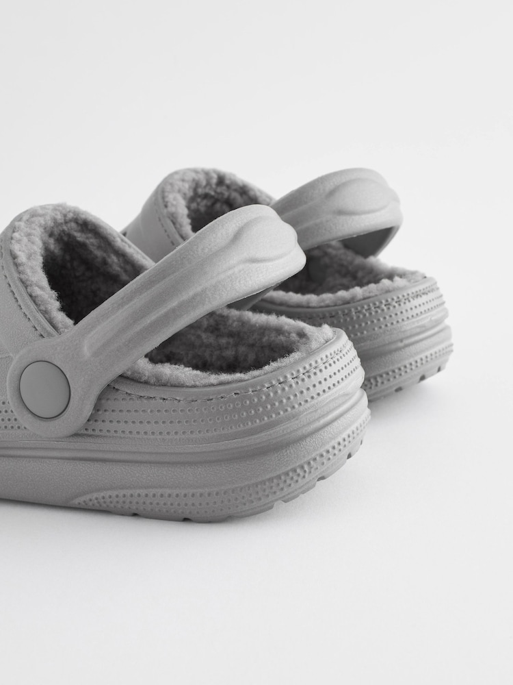 Grey Faux Fur Lined Clog Slippers - Image 5 of 5