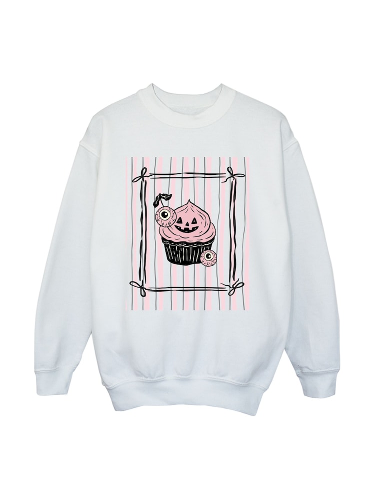 Rags & Rascals White Halloween Spooky Cupcake Sweatshirt - Image 2 of 4 Rags & Rascals White Halloween Spooky Cupcake Sweatshirt - Image 2 of 4