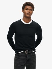 Superdry Black Merino Crew Jumper - Image 1 of 3