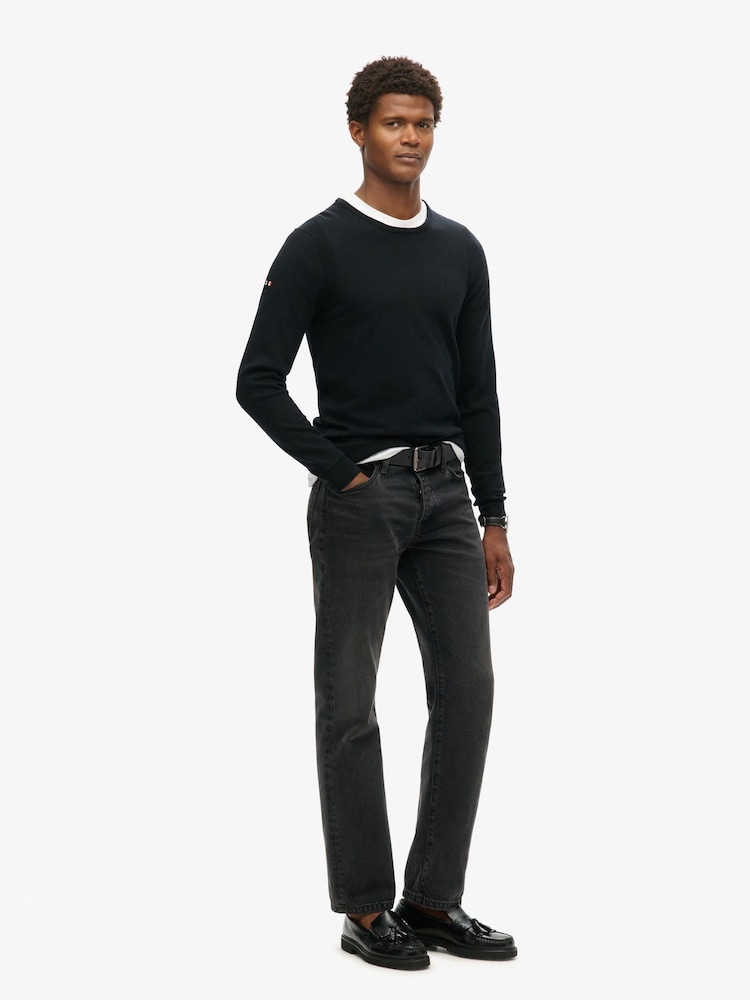 Superdry Black Merino Crew Jumper - Image 2 of 3