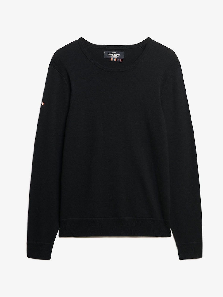Superdry Black Merino Crew Jumper - Image 3 of 3