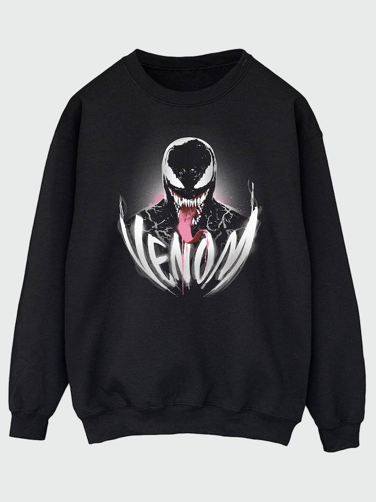 Brands In Black Marvel Venom Smile Halloween Sweatshirt - Image 2 of 4 Brands In Black Marvel Venom Smile Halloween Sweatshirt - Image 2 of 4