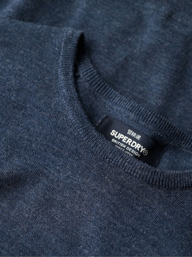 Superdry Richest Navy Merino Crew Jumper - Image 4 of 4
