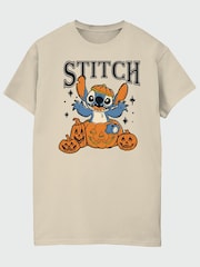 Brands In Natural Disney Lilo & Stitch Pumpkins Halloween Boyfriend Fit T-Shirt - Image 2 of 4