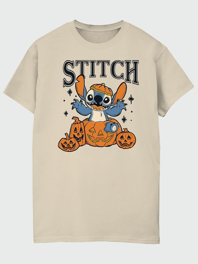 Brands In Natural Disney Lilo & Stitch Pumpkins Halloween Boyfriend Fit T-Shirt - Image 2 of 4