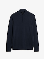 Superdry Navy Merino Quarter Zip Jumper - Image 3 of 3