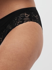 Black Brazilian Floral Lace Knickers 3 Pack - Image 4 of 6