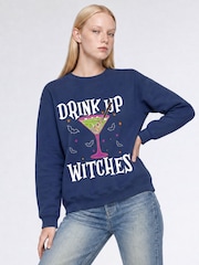 Brands In Blue Halloween Drink Up Witches Sweatshirt - Image 1 of 4