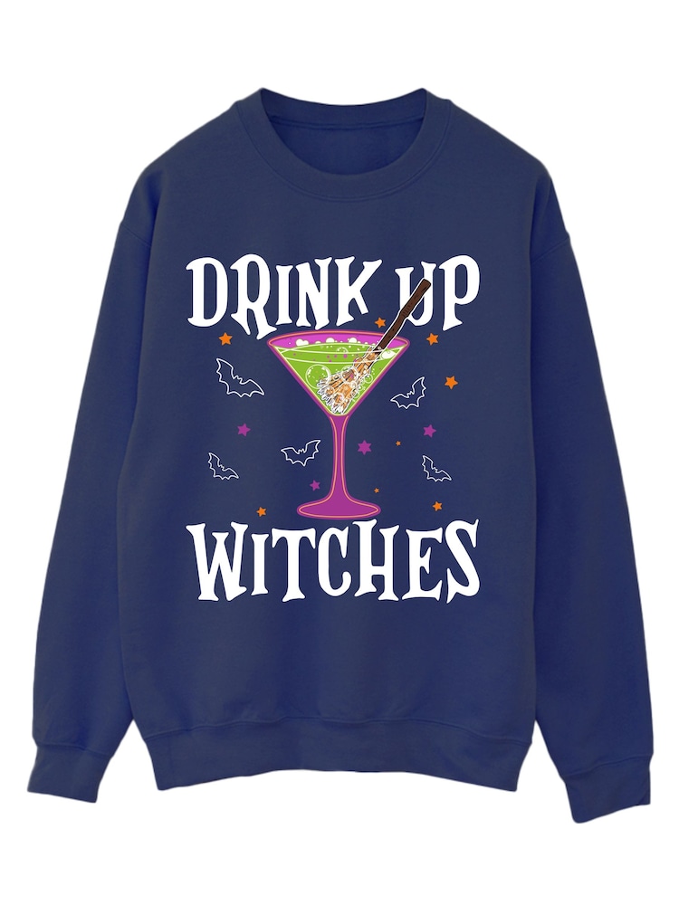 Brands In Blue Halloween Drink Up Witches Sweatshirt - Image 2 of 4 Brands In Blue Halloween Drink Up Witches Sweatshirt - Image 2 of 4
