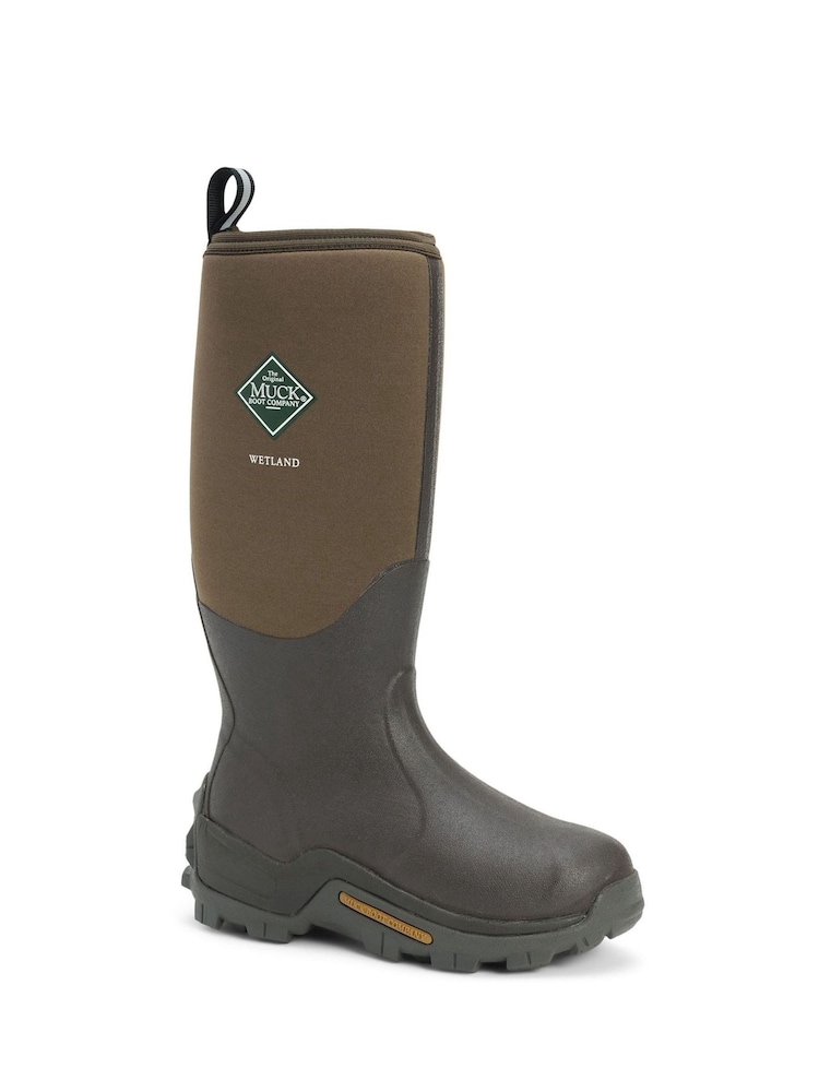 Muck Boots Brown Wetland Hi Patterned Wellington Boots - Image 2 of 5