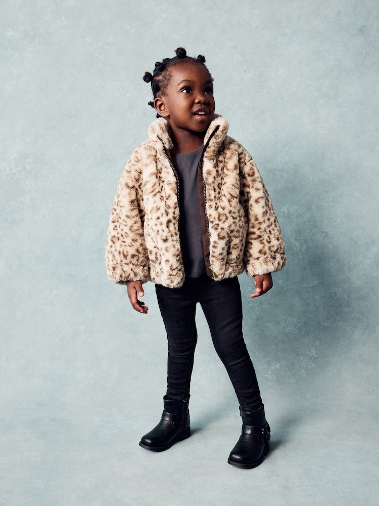 Animal Faux Fur Bomber Jacket (12mths-7yrs) - Image 2 of 8 Animal Faux Fur Bomber Jacket (12mths-7yrs) - Image 2 of 8