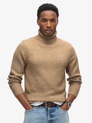 Humus-Beige - Superdry Gebürsteter Pullover mit Rollkragen - Bild 1 von 4