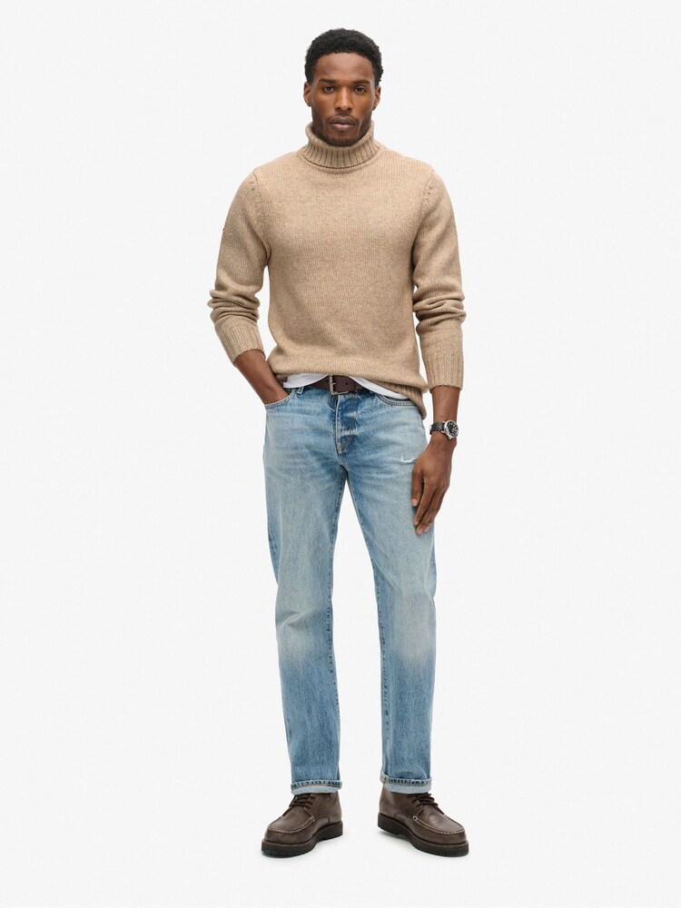 Humus-Beige - Superdry Gebürsteter Pullover mit Rollkragen - Bild 2 von 4