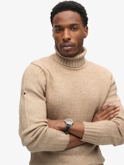 Humus-Beige - Superdry Gebürsteter Pullover mit Rollkragen - Bild 3 von 4