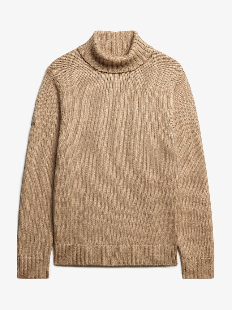 Humus-Beige - Superdry Gebürsteter Pullover mit Rollkragen - Bild 4 von 4
