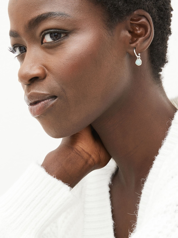 Gold/Silver Plated Sterling Silver Semi Precious Stone Hoop Earrings - Image 2 of 9 Gold/Silver Plated Sterling Silver Semi Precious Stone Hoop Earrings - Image 2 of 9