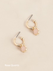 Pozłacane/posrebrzane srebro szterlingowe - Kolczyki koła z kamieniami półszlachetnymi - Obraz 9 z 9