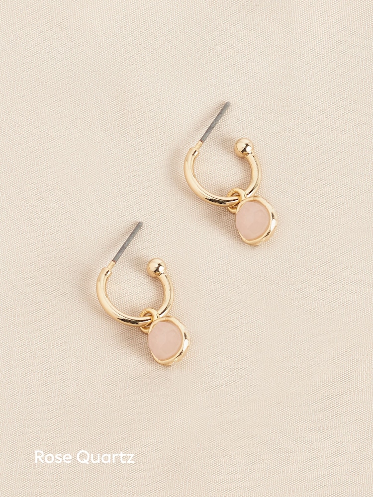 Pozłacane/posrebrzane srebro szterlingowe - Kolczyki koła z kamieniami półszlachetnymi - Obraz 9 z 9