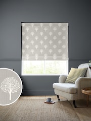 Emily Bond Pebble Grey 100% Cotton Yew Tree Made to Measure Roman Blinds - Image 1 of 6