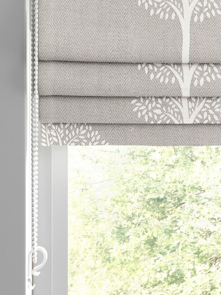 Emily Bond Pebble Grey 100% Cotton Yew Tree Made to Measure Roman Blinds - Image 2 of 6