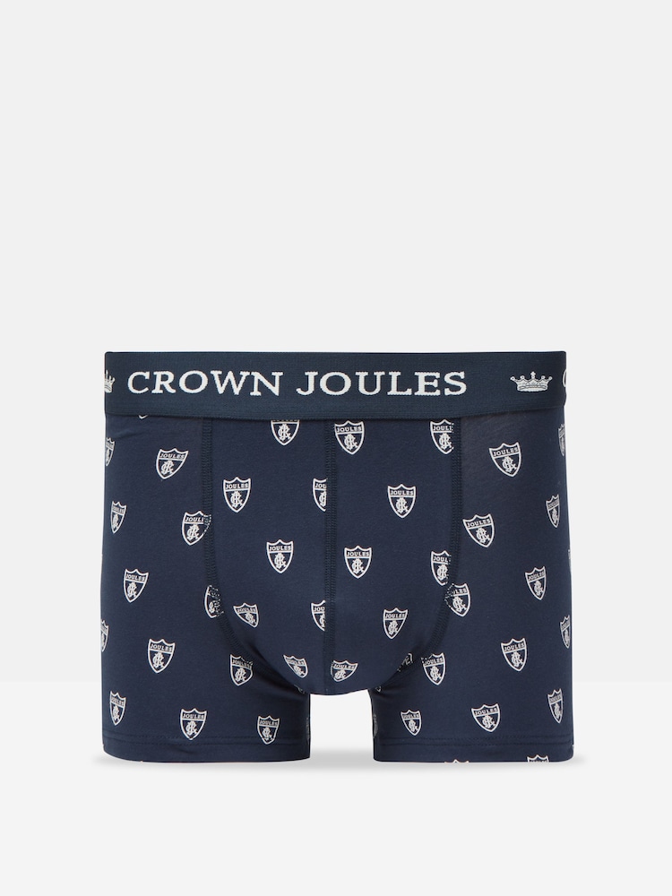 Joules Crown Joules Navy & White Crest Pack of Two Cotton Boxers - Image 2 of 4
