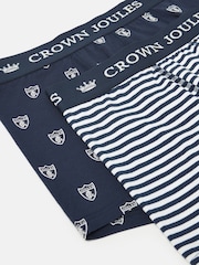 Joules Crown Joules Navy & White Crest Pack of Two Cotton Boxers - Image 4 of 4