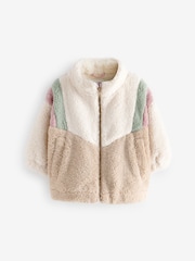 Creme/Braun - Borg-Fleecejacke im Farbblock-Design mit durchgehendem Reißverschluss (12 M.–7 J.) - Bild 4 von 7