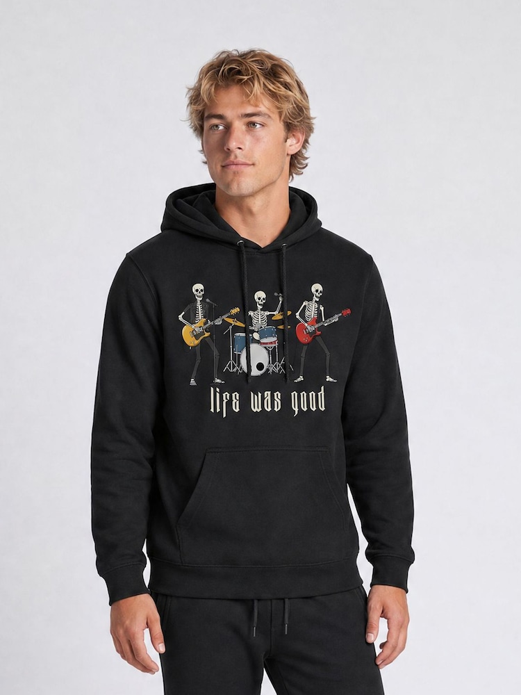 Brands In Black Halloween Life Was Good Hoodie - Image 1 of 4 Brands In Black Halloween Life Was Good Hoodie - Image 1 of 4