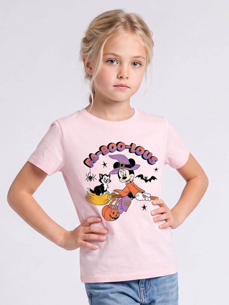 Rags & Rascals Pink Disney Minnie Mouse Faboolous Halloween T-Shirt - Image 1 of 5