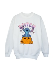 Rags & Rascals White Disney Lilo & Stitch Pumpkins Halloween Sweatshirt - Image 2 of 4