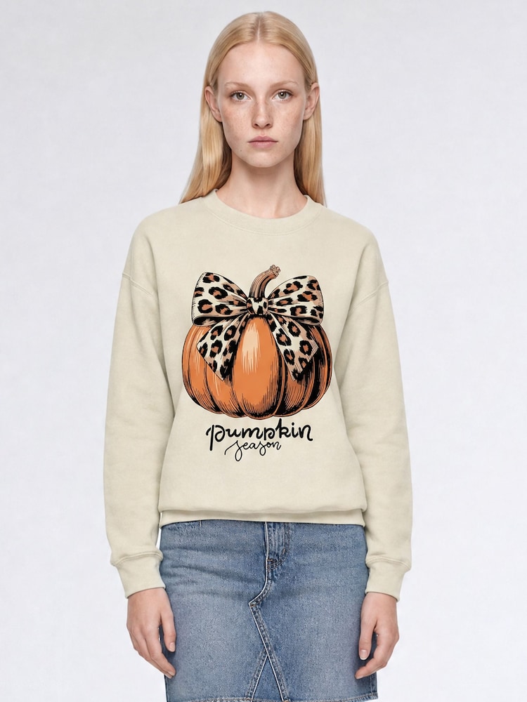 Brands In Natural Halloween Pumpkin Seasons Sweatshirt - Image 1 of 4 Brands In Natural Halloween Pumpkin Seasons Sweatshirt - Image 1 of 4