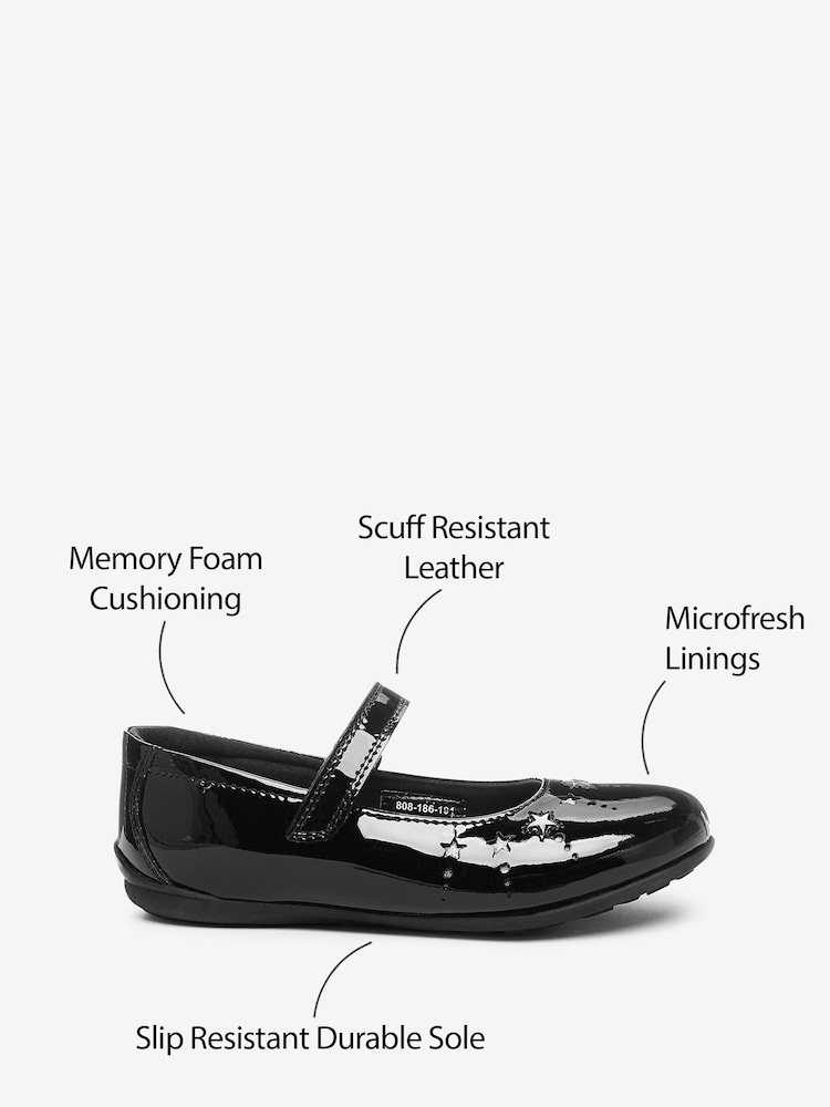 Black Patent Leather Wide Fit (G) Star Mary Janes Shoes - Image 5 of 5