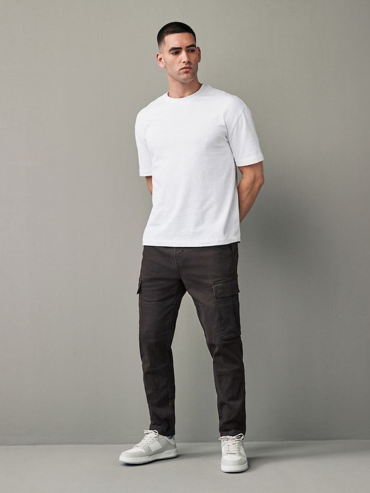 Marrón - Pantalones cargo en tejido elástico de algodón - Imagen 2 de 12