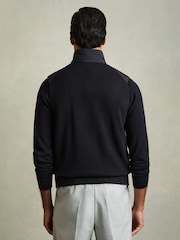 Reiss Navy William Hybrid Quilt and Knit Zip-Through Gilet - Image 7 of 9