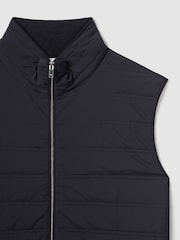 Reiss Navy William Hybrid Quilt and Knit Zip-Through Gilet - Image 8 of 9