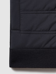 Reiss Navy William Hybrid Quilt and Knit Zip-Through Gilet - Image 9 of 9
