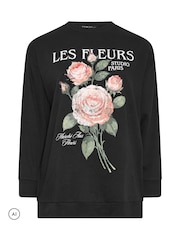 سويت شيرت مزيّن بعبارة Les Fleurs من Yours Curve - صورة 5 من 6