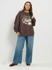 Yours Curve Brown 'Cafe Latte' Sweatshirt - Image 2 of 6