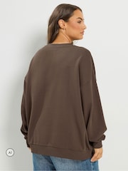 Yours Curve Brown 'Cafe Latte' Sweatshirt - Image 3 of 6