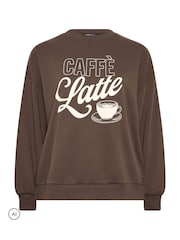 Yours Curve Brown 'Cafe Latte' Sweatshirt - Image 5 of 6