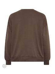 Yours Curve Brown 'Cafe Latte' Sweatshirt - Image 6 of 6