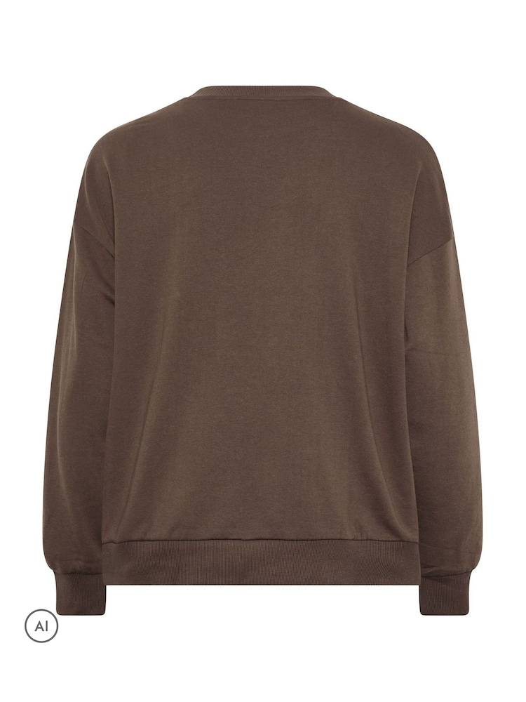 Yours Curve Brown 'Cafe Latte' Sweatshirt - Image 6 of 6 Yours Curve Brown 'Cafe Latte' Sweatshirt - Image 6 of 6