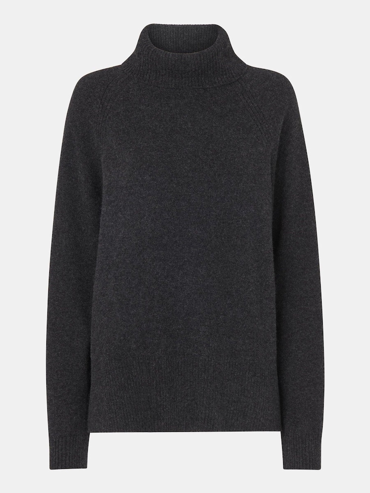 Whistles Grey Cashmere Roll Neck Jumper - Image 5 of 5