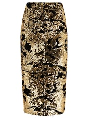 Pour Moi Gold Selena Velvet Sequin Midi Skirt - Image 4 of 4