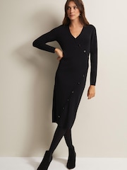 Phase Eight Black Knitted Kellia Midi Dress - Image 1 of 6