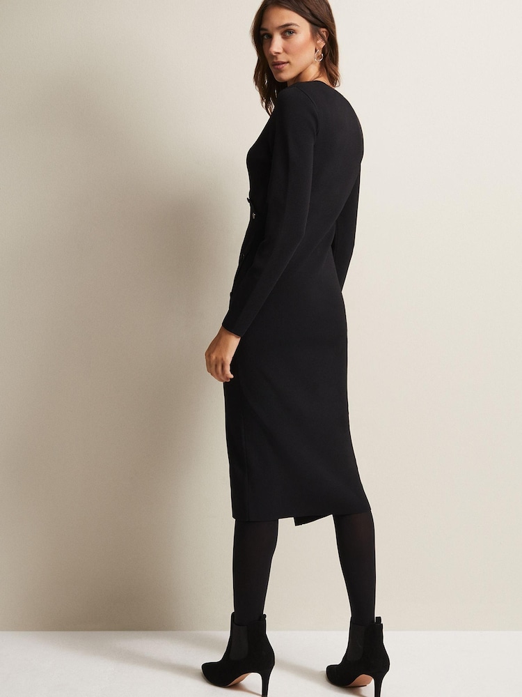 Phase Eight Black Knitted Kellia Midi Dress - Image 2 of 6